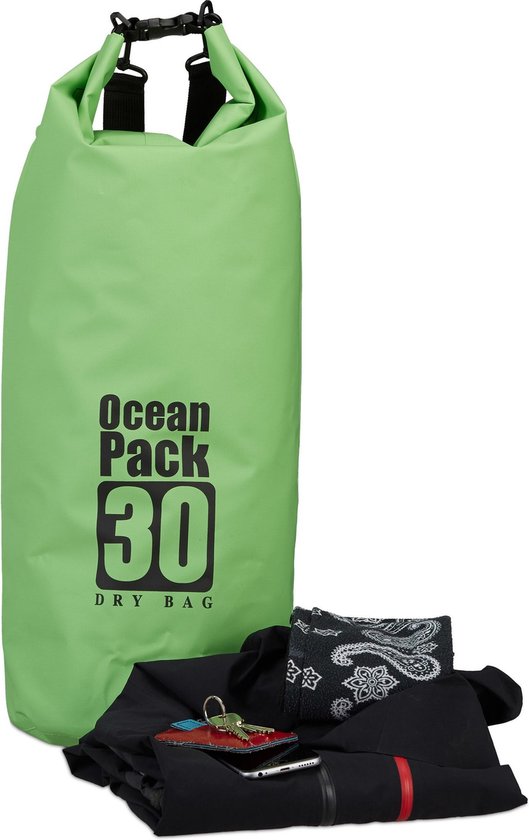 Relaxdays Ocean Pack 30 Liter – waterdichte tas – groen