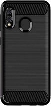 Shop4 - Geschikt voor Samsung Galaxy A20e Hoesje - Zachte Back Case Brushed Carbon Zwart