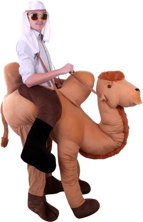 Rijdend op kameel pak kostuum - alsof zittend op de rug gedragen door -  kamelenpak bruin | bol.com