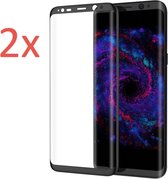 2x Screenprotector voor Samsung Galaxy S8 - Edged (3D) Tempered Glass Screenprotector Zwart 9H (Gehard Glas Screen Protector) - (Duo Pack / Twee Stuks / Two Pack)