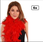 6x Boa luxe rood 75 gram 180cm - gala thema feest festival jubileum huwelijk