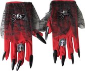 Handschoenen rood met zwarte nagels voor kinderen Halloween jurk Heksen prinsessen jurk