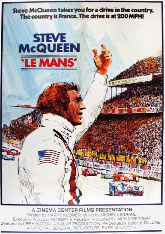 Wandbord - Steve McQueen 'Le Mans' -20x30cm-