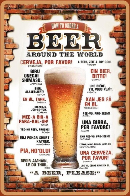 Wandbord How To Order A Beer 20x30cm Bol 6550