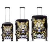 Travelsuitcase kofferset 3delig-Polycarbonaat met unieke print - Leopard