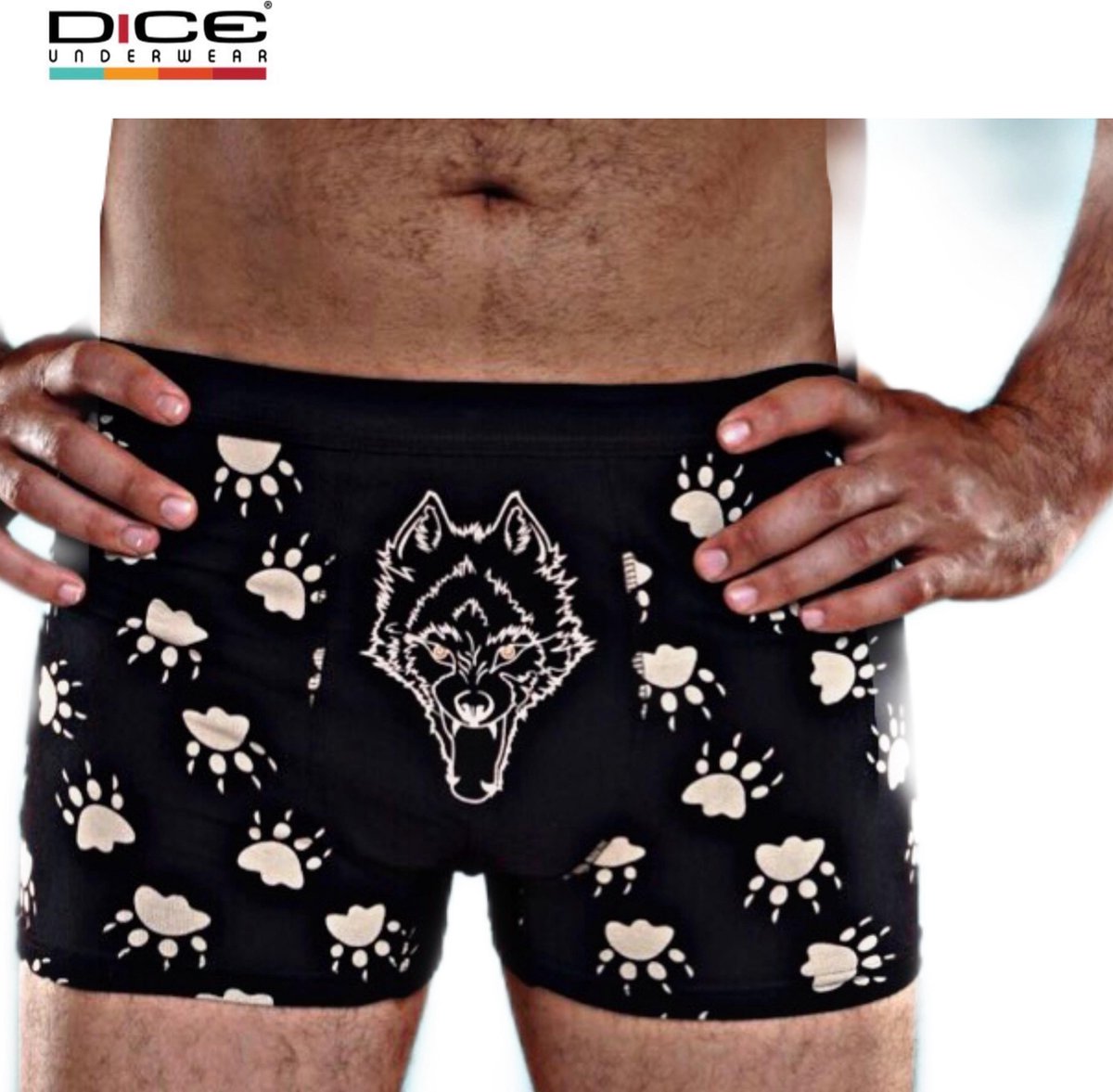 DICE Underwear Heren Boxer Wolf zwart/beige maat M