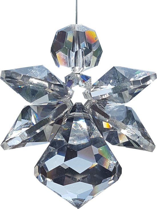 Geluksengel XXL  van Swarovski kristallen ( Raamkristal , Raamhanger , Regenboogkristal , Engel  )