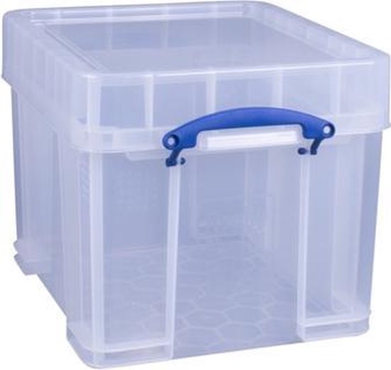 SimpleStore Opbergbox 36 Liter - Transparant Met Deksel En Clips, 39 X 39 X 35 Cm (12 Stuks)