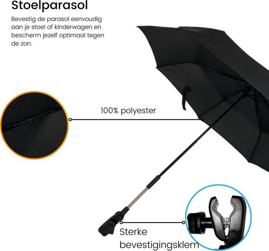 Stoelparasol - Strand Parasol - Parasol met Klem - Buizen tot 3 cm - Kleine  Parasol -... | bol.com