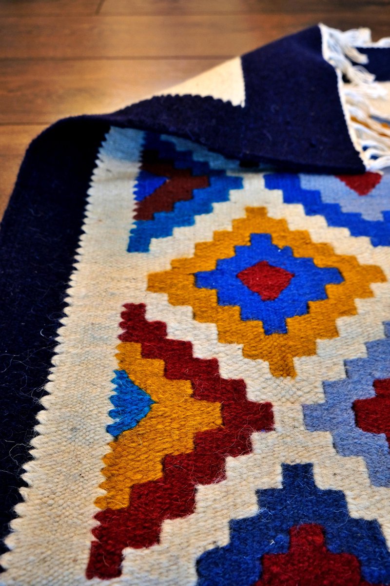 Tapisserie égyptienne Tissée Main - Kilim Laine - Art Mural 1,9 Pied - Décor Ethnique