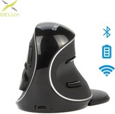 Delux - M618P - Oplaadbaar - Draadloos (2,4ghz + 2X Bluetooth) - Anti-RSI / Muisarm - Ergonomisch - Grote handen - Verticale Muis - Gaming muis - instelbare knoppen - 800 tot 4000 DPI - Verwi