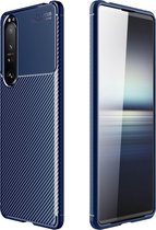 Sony Xperia 1 III Hoesje - Mobigear - Racing Serie - TPU Backcover - Blauw - Hoesje Geschikt Voor Sony Xperia 1 III