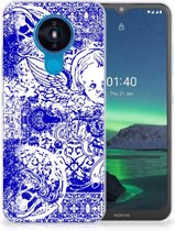 Back Case TPU Siliconen Hoesje Nokia 1.4 Smartphone hoesje Angel Skull Blue