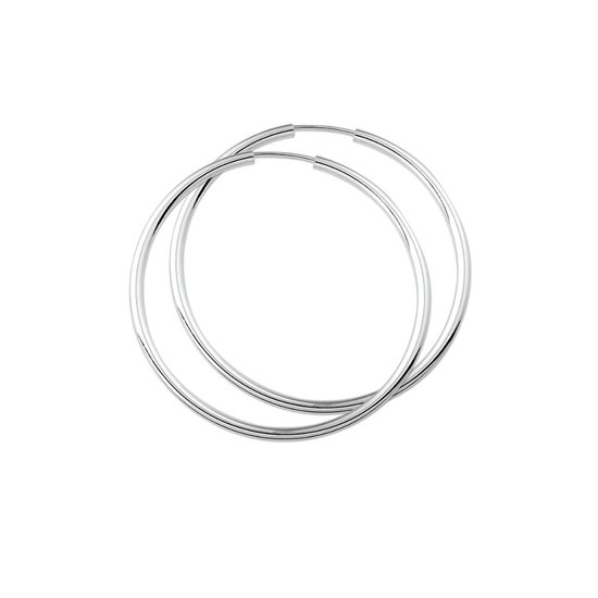 YO&NO - Boucles d'oreilles d' Boucles d'oreilles - Argent - Créoles - Tube rond - 1.5mm - 52mm - Bijoux femme - Plaqué rhodium - Argent 925