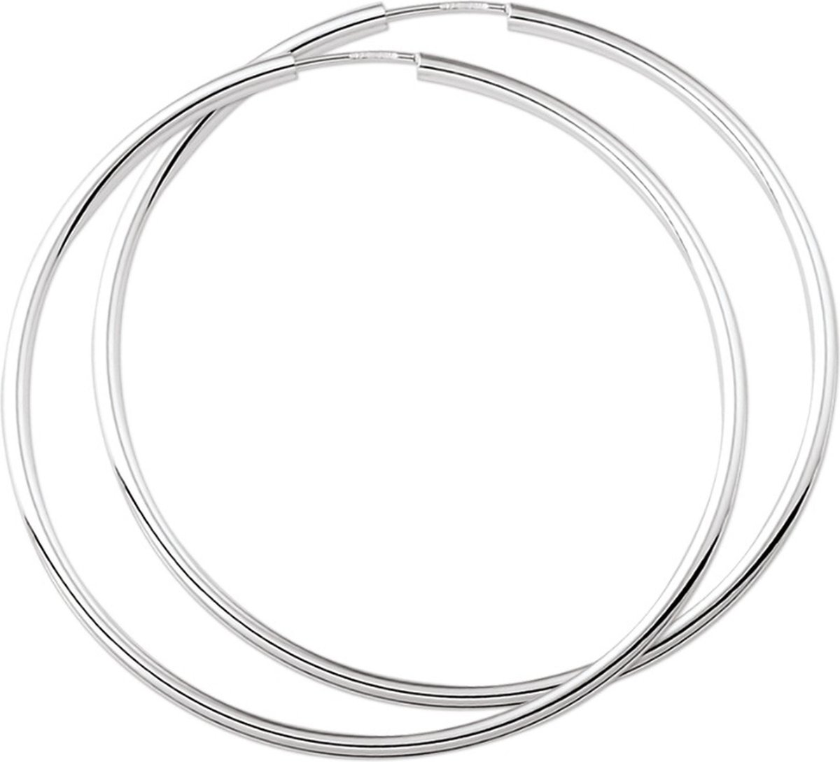 YO&NO - Oorbellen - Zilver - Oorringen - Ronde buis - 1.5mm - 62mm - Sieraden vrouw - Gerhodineerd - 925 Zilver