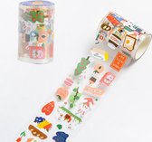 Ontbijt Konijntjes Washi Tape - Sticker - Doorzichtig | Washi Sticker Tape | Konijnen | Bunnies | Bunny | Ontbijt | Chocopasta | Boterham | Toast | Hartjes | Bomen | Eten | Voedsel