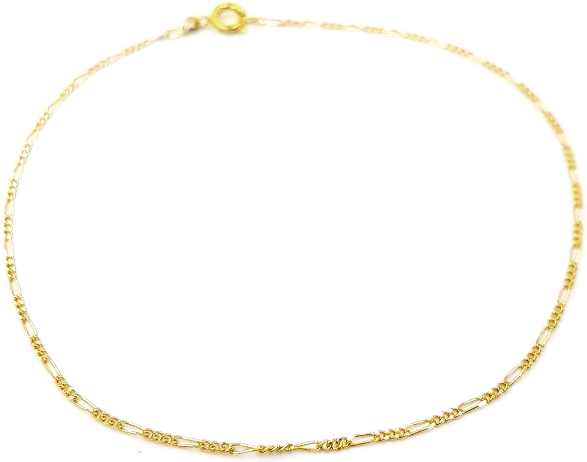 Enkelbandje van verguld zilver double 24,5 cm gourmet schakel goudkleurig