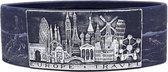 Ovaal blauw Europa travel ovale wax windlicht 95/125/270 (incl. 2 theelichten erin)