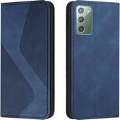Voor Samsung Galaxy Note20 Huid Voel Magnetisch S-type Effen Kleur Horizontale Flip Lederen Case met Houder & Kaartsleuf & Portemonnee (Blauw)