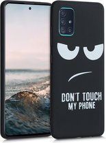 kwmobile telefoonhoesje compatibel met Samsung Galaxy A51 - Hoesje voor smartphone in wit / zwart - Don't Touch My Phone design