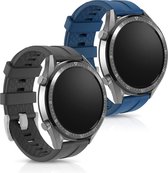 kwmobile 2x armband voor Huawei Watch GT (46mm) - Bandjes voor fitnesstracker in zwart / donkerblauw