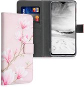 kwmobile telefoonhoesje geschikt voor Xiaomi Redmi 9T - Backcover voor smartphone - Hoesje met pasjeshouder in poederroze / wit / oudroze - Magnolia design