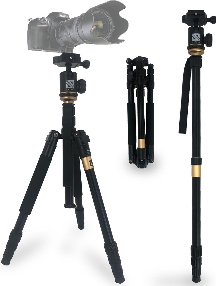 SEFID - Statief - MAXpod - Universele camera , telefoon en tabletstatief – 2 in 1 tripod monopod – Incl. houder smartphone/iPad /iPhone/Samsung