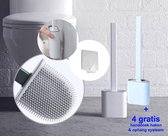 Flexibele siliconen WC borstel met houder - Hygiënische toiletborstel met ophangsysteem / wandmontage - Duurzaam en antibacterieel – Wit - Toilet/WC/Badkamer Accessoires - met grat