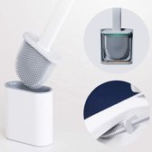 Flexibele siliconen WC borstel met houder - Wit