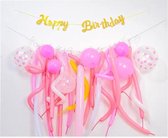 Rolling Ballon Set/Verjaardagsfeestje Decoratie voor Kinderen/Thema Ballon Set/Baby's Eerste Jaar Decoratie Roze