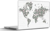 Laptop sticker - 12.3 inch - Wereldkaart - Planten - Roze - 30x22cm - Laptopstickers - Laptop skin - Cover