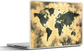 Laptop sticker - 17.3 inch - Wereldkaart - Zwart - Bruin - 40x30cm - Laptopstickers - Laptop skin - Cover