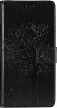 Samsung Galaxy A52 Bookcase - Zwart - Bloemen - Portemonnee Hoesje