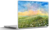 Laptop sticker - 15.6 inch - Vallei - Waterverf - Zomer - 36x27,5cm - Laptopstickers - Laptop skin - Cover
