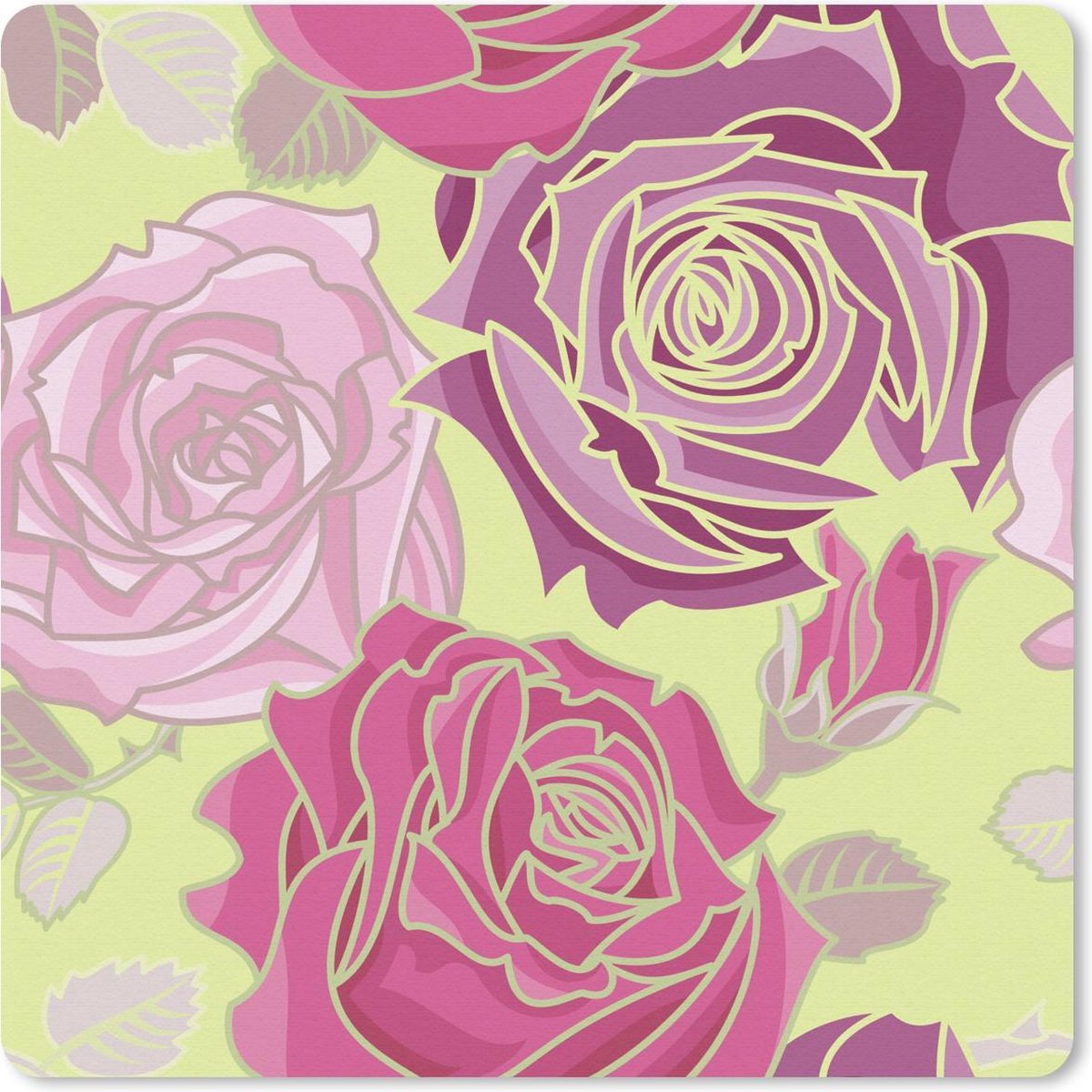 Muismat 30x30 cm - Mousepad Rozen - Roze - Patronen - Muismatten