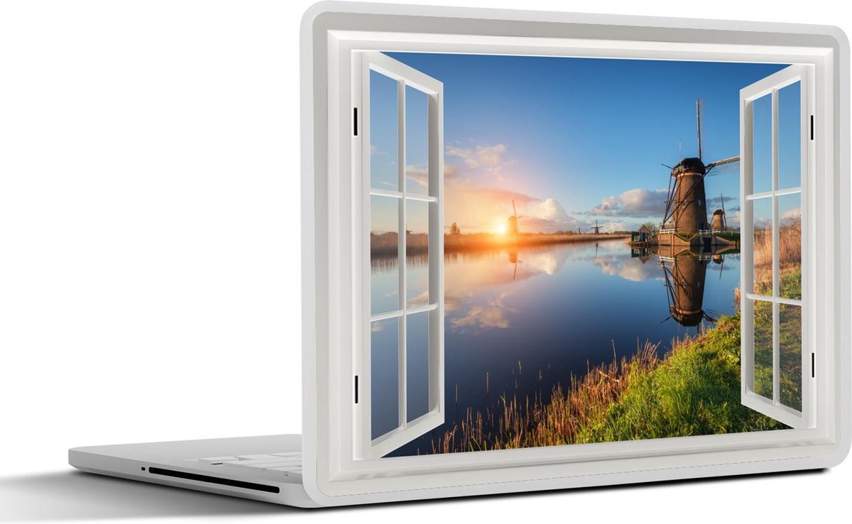 Laptop sticker - 13.3 inch - Doorkijk - Water - Molen - 31x22,5cm - Laptopstickers - Laptop skin - Cover