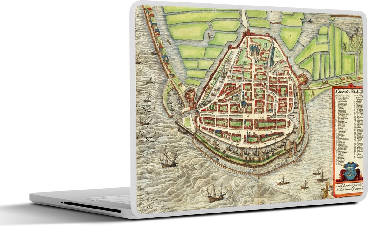 Laptop sticker - 14 inch - Kaart - Enkhuizen - Geschiedenis - 32x5x23x5cm - Laptopstickers - Laptop skin - Cover