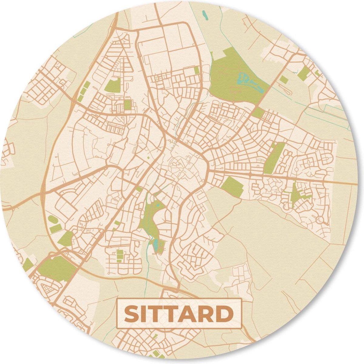 Muismat rond 30x30 cm - Mousepad Kaart - Sittard - Vintage - Ronde muismatten