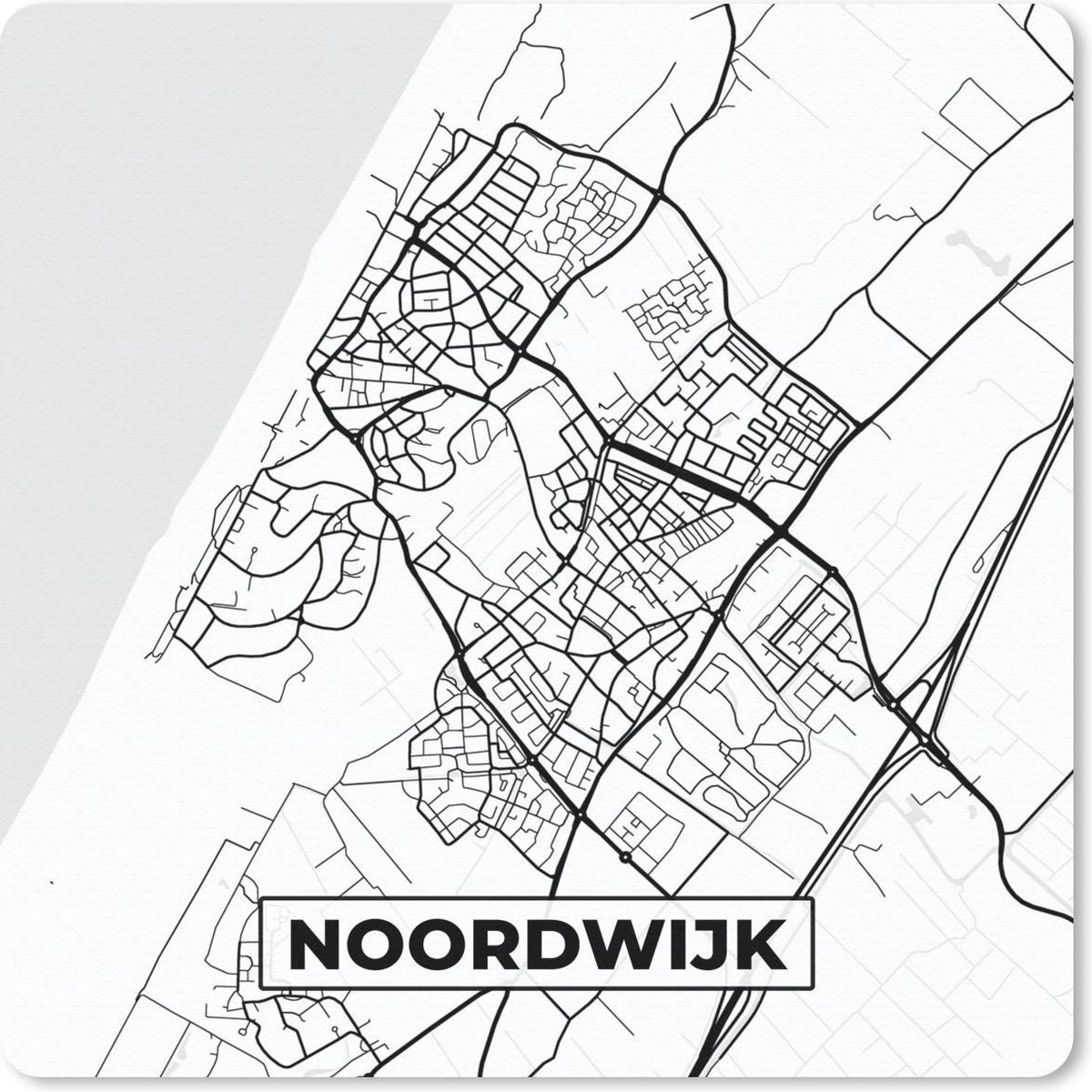 Muismat - Mousepad - Kaart - Noordwijk - Zwart - Wit - 30x30 cm - Muismatten