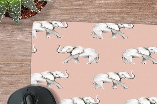 Bureau onderlegger 40x60 cm - Muismat Olifant - Pastel - Patroon - Bureaulegger xl - Desk mat beschermer - Computer muismatten
