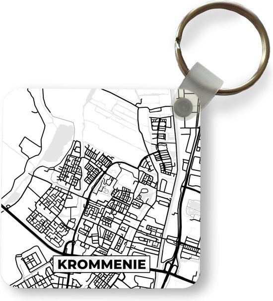 Sleutelhanger - Uitdeelcadeautjes - Kaart - Krommenie - Zwart - Wit - Plastic