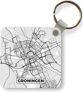 Sleutelhanger - Uitdeelcadeautjes - Stadskaart - Groningen - Grijs - Wit - Plastic