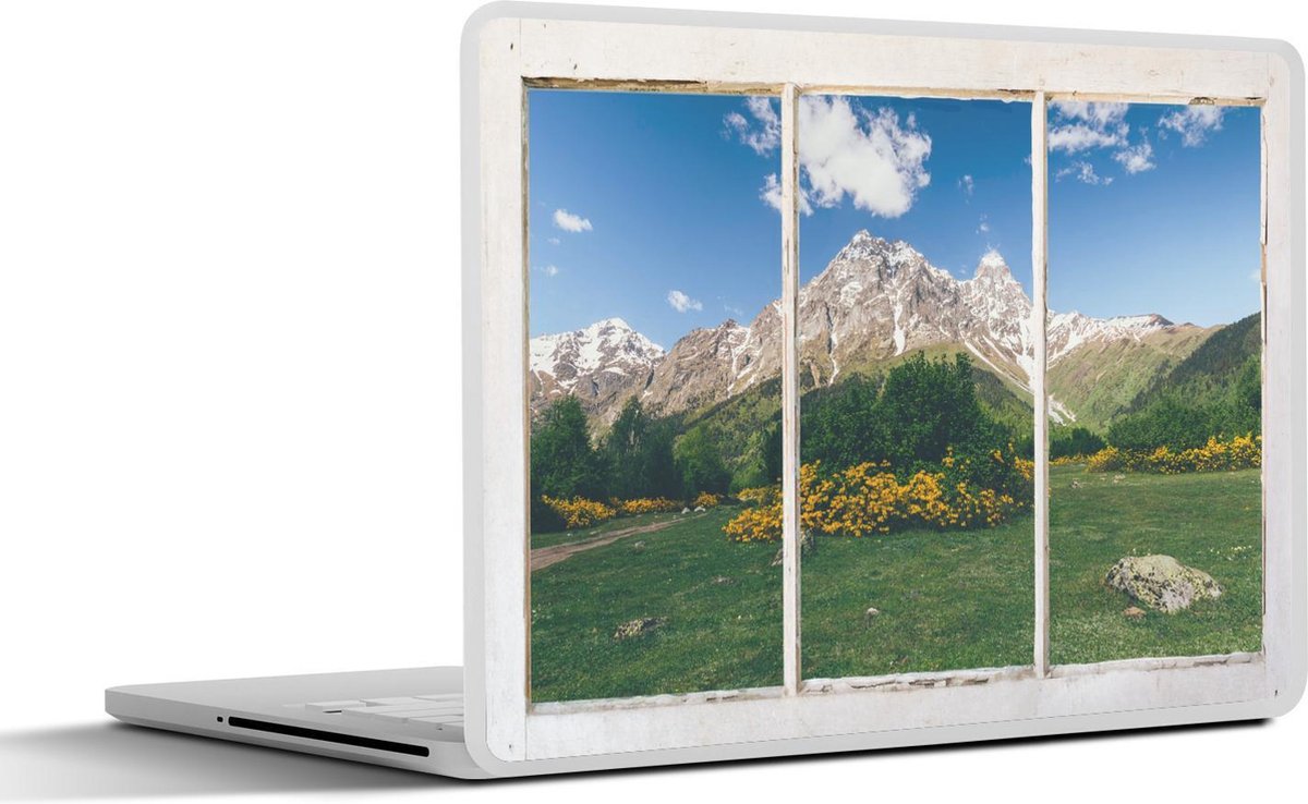Laptop sticker - 13.3 inch - Doorkijk - Rotsen - Bloemen - 31x22,5cm - Laptopstickers - Laptop skin - Cover
