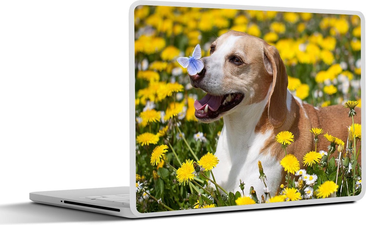 Laptop sticker - 13.3 inch - Vinder - Hond - Paardenbloem - 31x22,5cm - Laptopstickers - Laptop skin - Cover