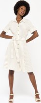 LOLALIZA Overhemd jurk met strepen - Taupe - Maat 34