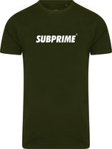 Subprime - Heren Tee SS Shirt Basic Army - Groen - Maat XXL