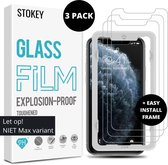 Stokey® Screenprotector iPhone X/XS met Montage Frame voor Eenvoudige Installatie - 3 Pack Premium Tempered Glas 2.5D 9H