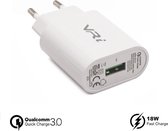 VRi 18W oplader wit - snel opladen met QualComm 3.0 USB adapter geschikt voor snelladen van smartphones en tablets