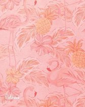 Notebook: College Ruled Composition Notebook: Pink Flamingos & Pineapples