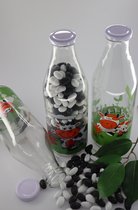 Glazen Melkfles met decoratie gevuld met 800 Tikkels drop/mint